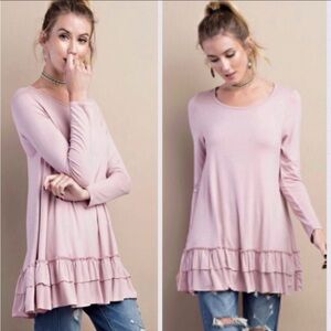 Women's Pink Ruffle Hem Top